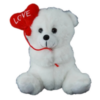 White Teddy Bear With Love Red Heart Balloon 18cm

