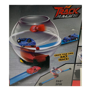 Globe Car Track Set 14 Piece – 2 Pull Back Cars – 360 Degree Spin Battle