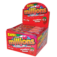 Zappo Millions Strawberry Flavour 75g x 24 Piece Pack - Aussie Variety-AU Ancel Online