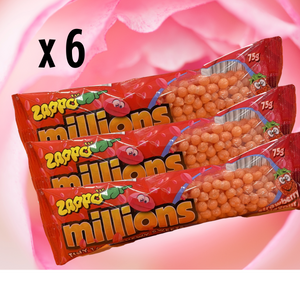Zappo Millions Strawberry Flavour 75g x 6 Piece Pack - Aussie Variety-AU Ancel Online