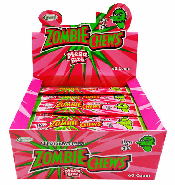 Zombie Chews Sour Strawberry 28g - 60 Bar Pack - Aussie Variety-AU Ancel Online